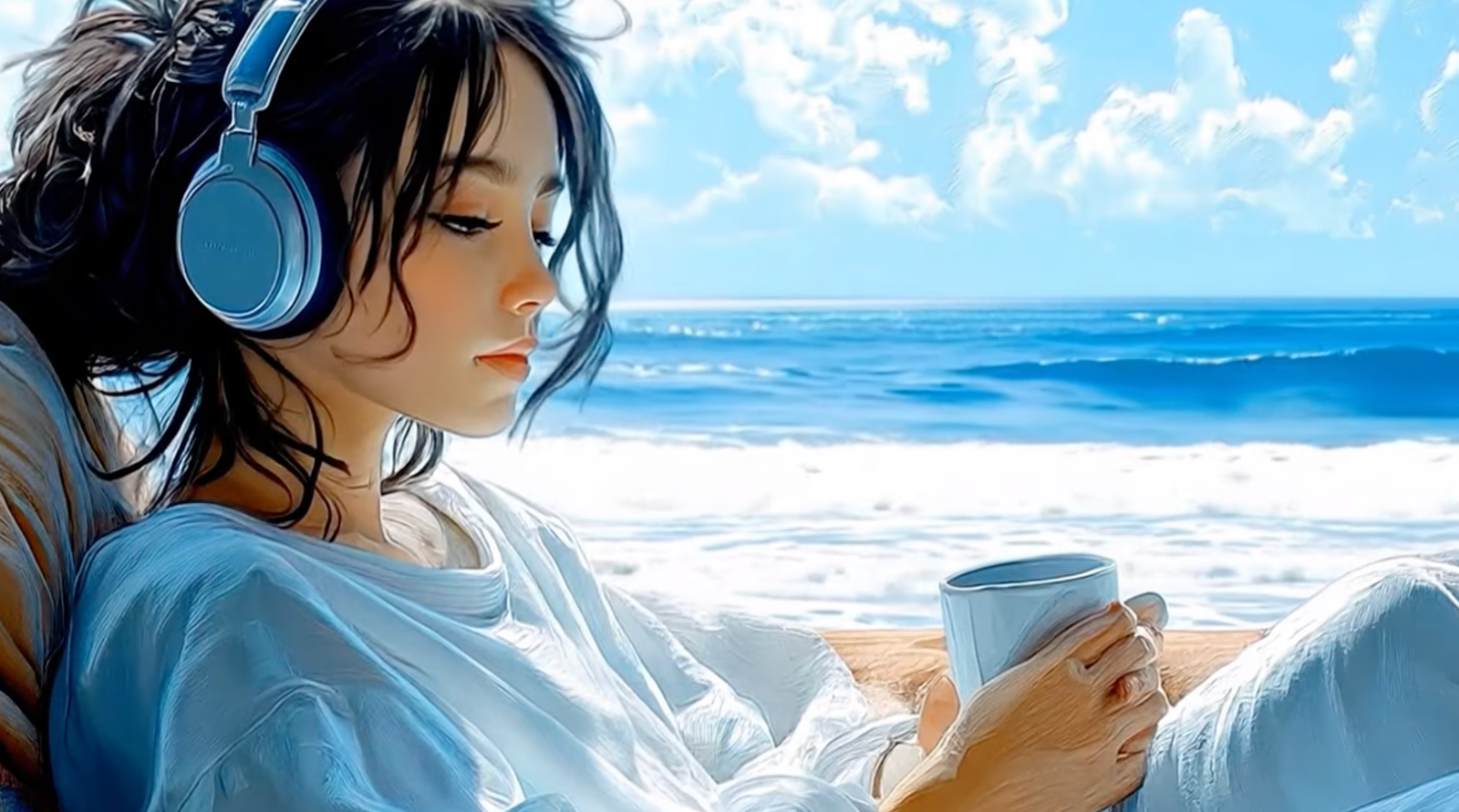 A quiet illustrated scene used as artwork for the healing music collection
