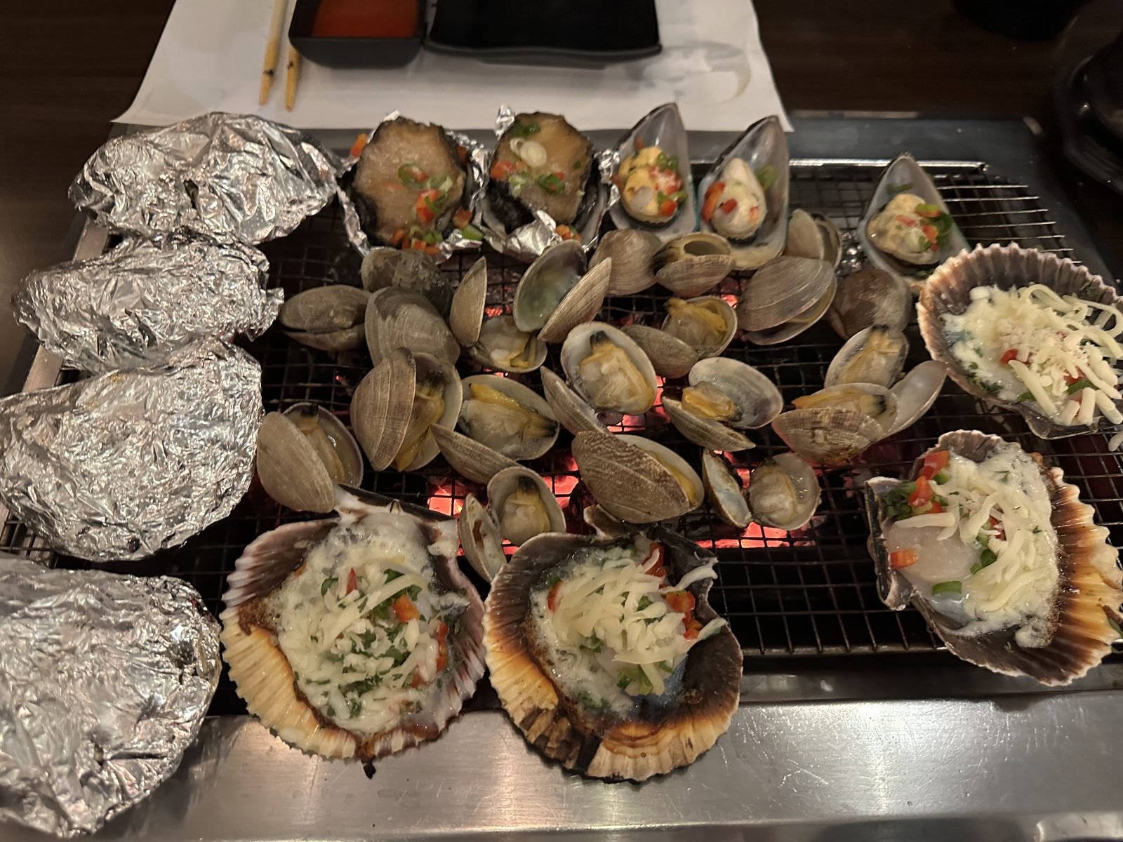 Fresh clam platter at Burnin' Shell, Koreatown LA