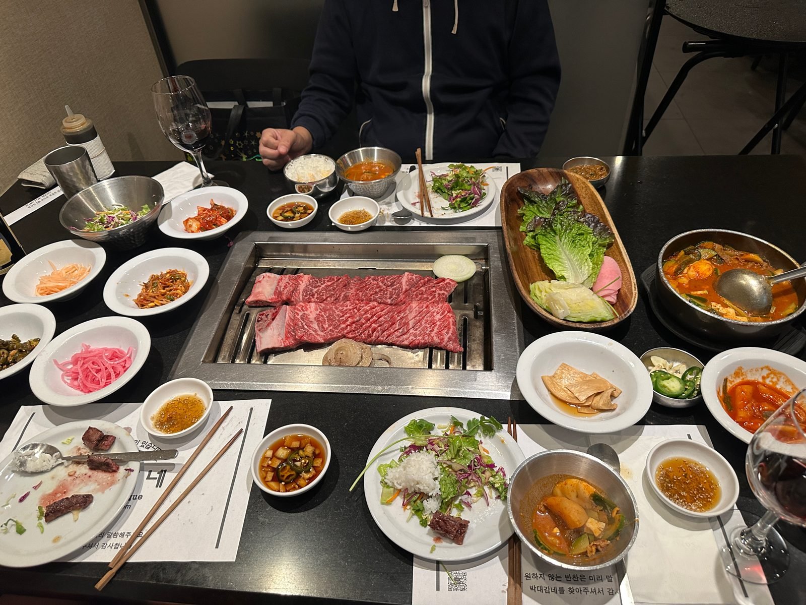 Generous banchan spread