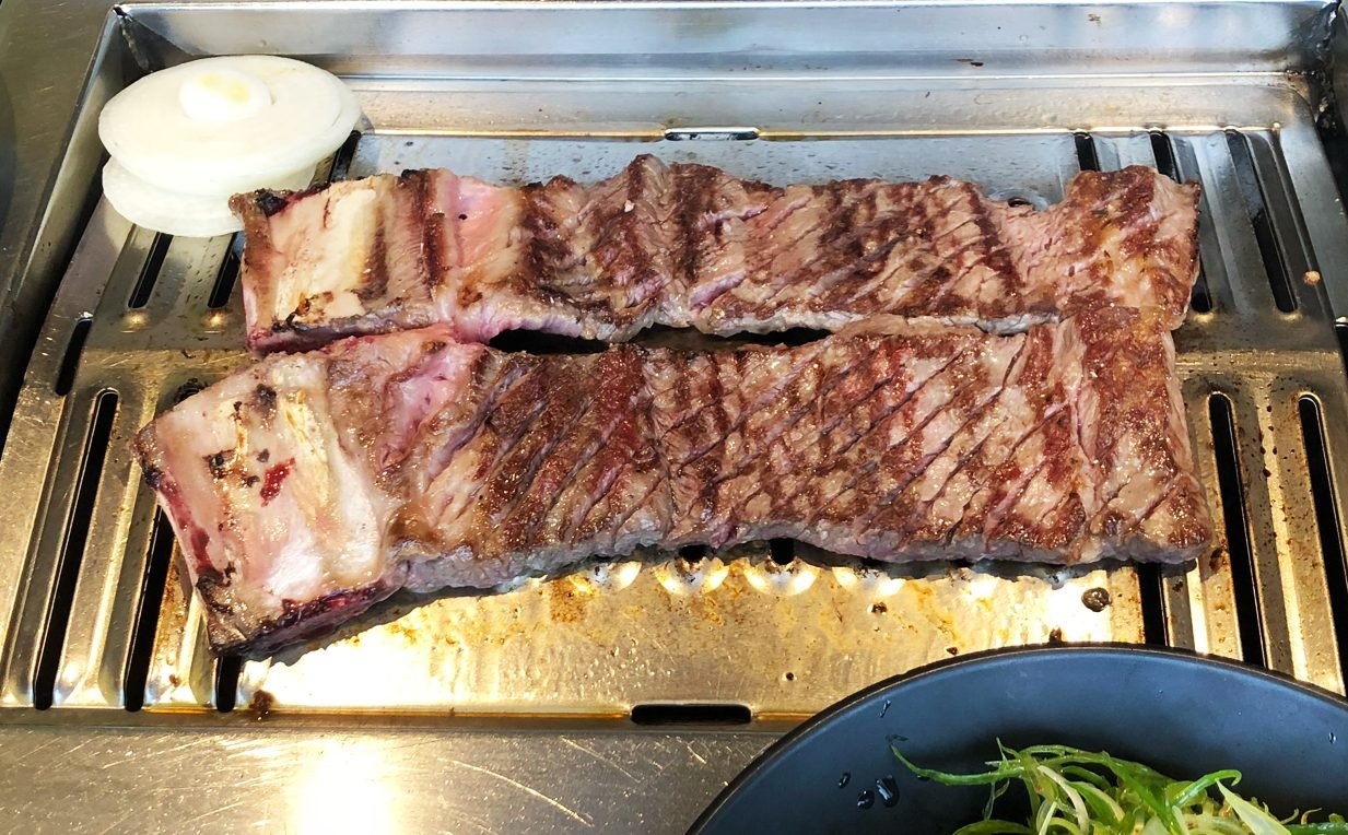 Galbi grilling at Parks BBQ