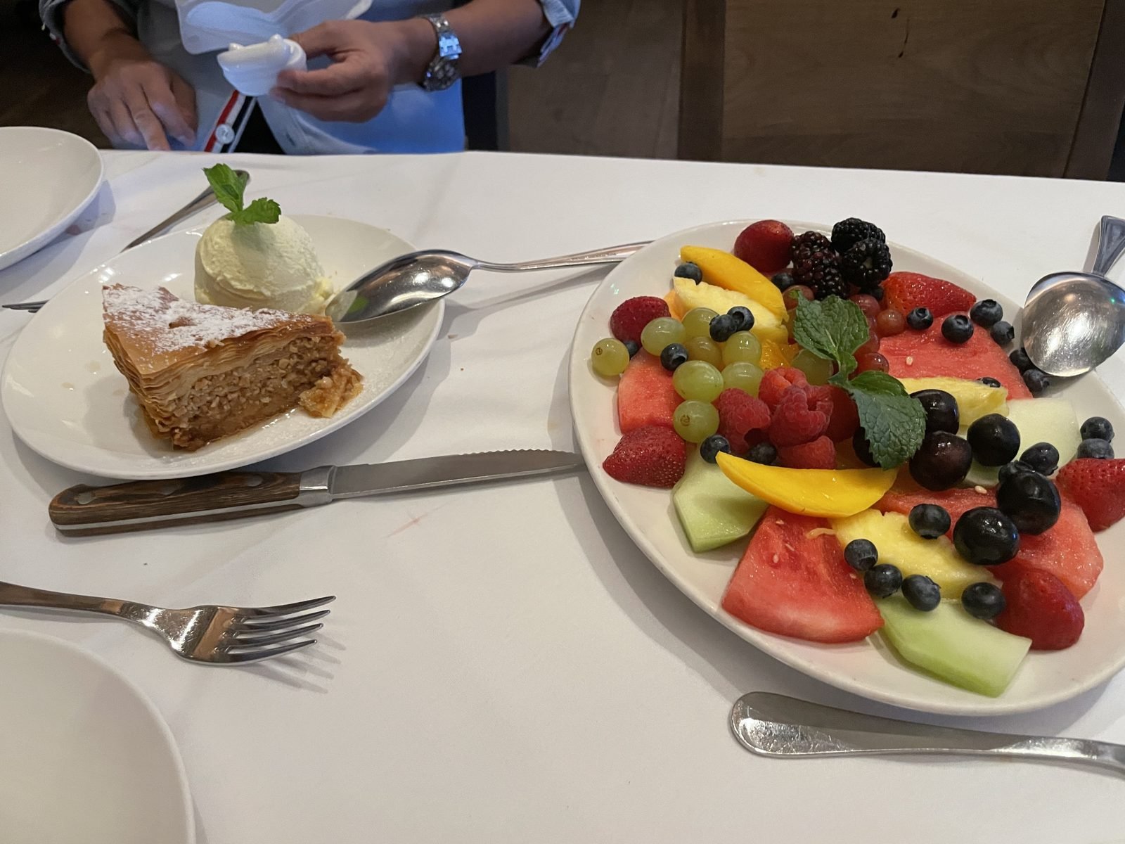 Dessert plate with fruit at Avra Beverly Hills