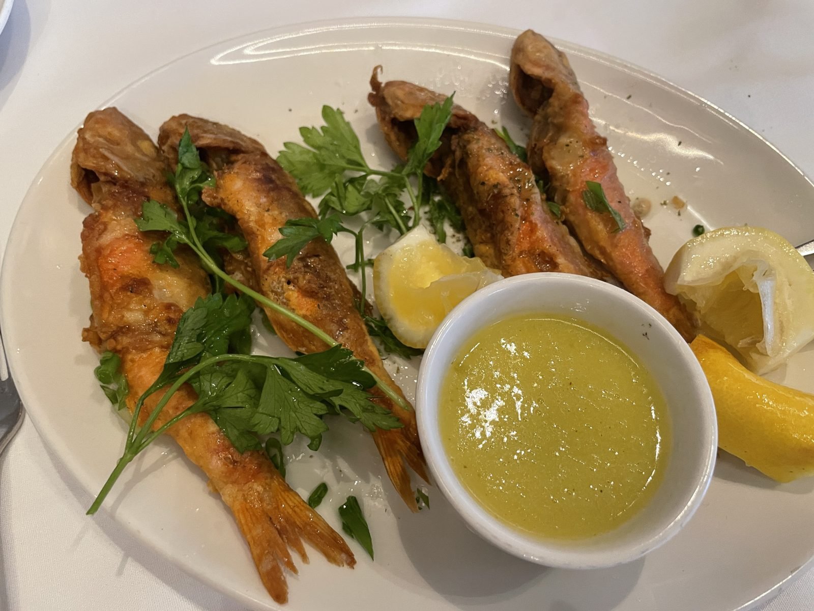 Fried red mullet at Avra Beverly Hills