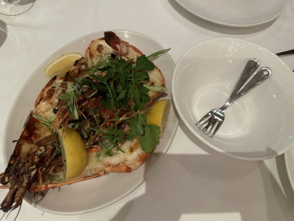 Grilled langoustines with lemon at Avra Beverly Hills