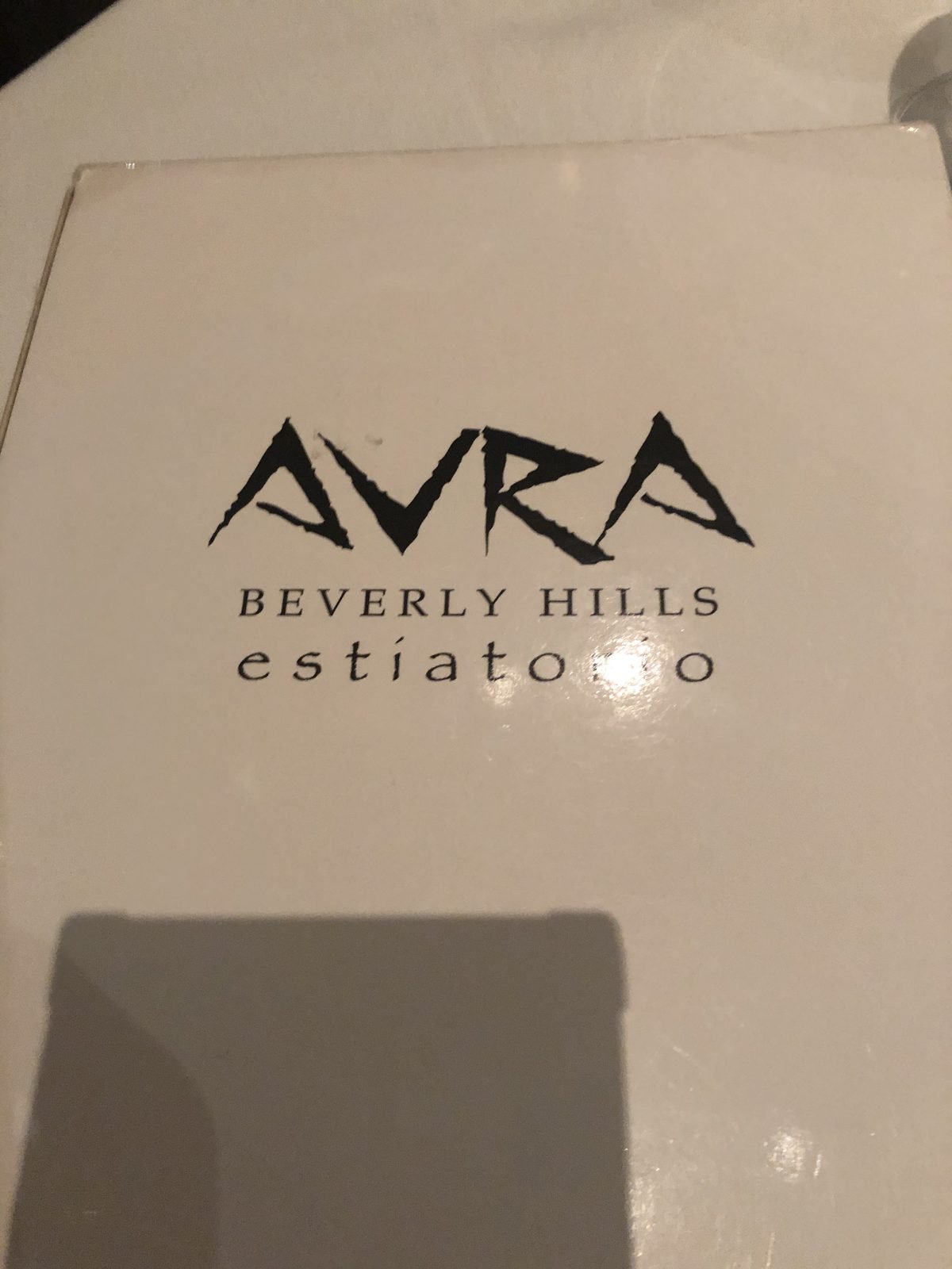 Avra Beverly Hills menu cover