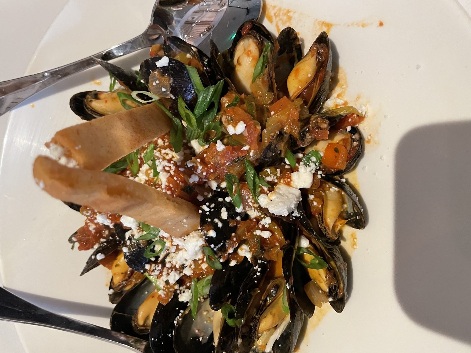 Mussels with feta in tomato broth at Avra Beverly Hills