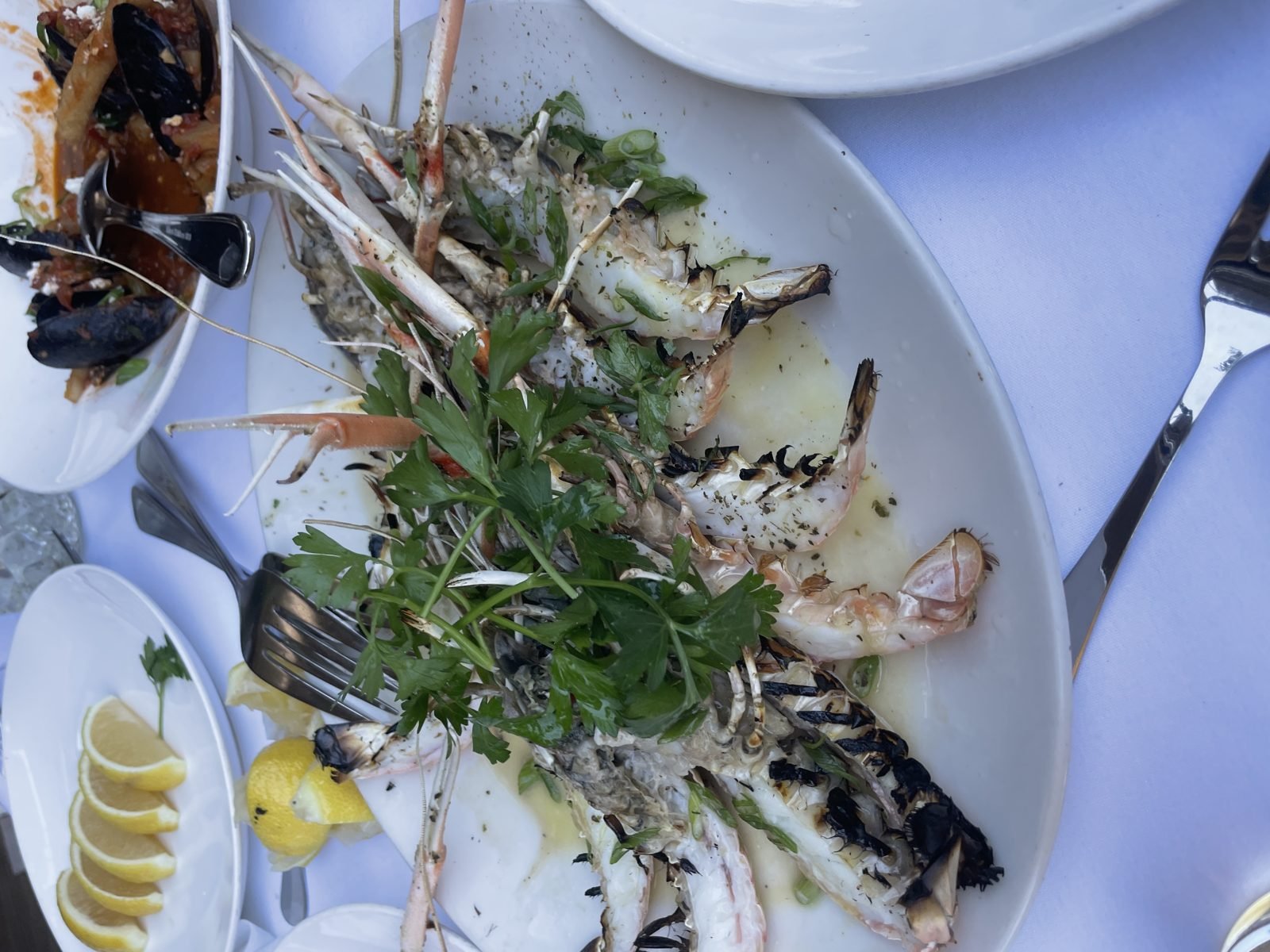 Whole grilled fish with prawns at Avra Beverly Hills