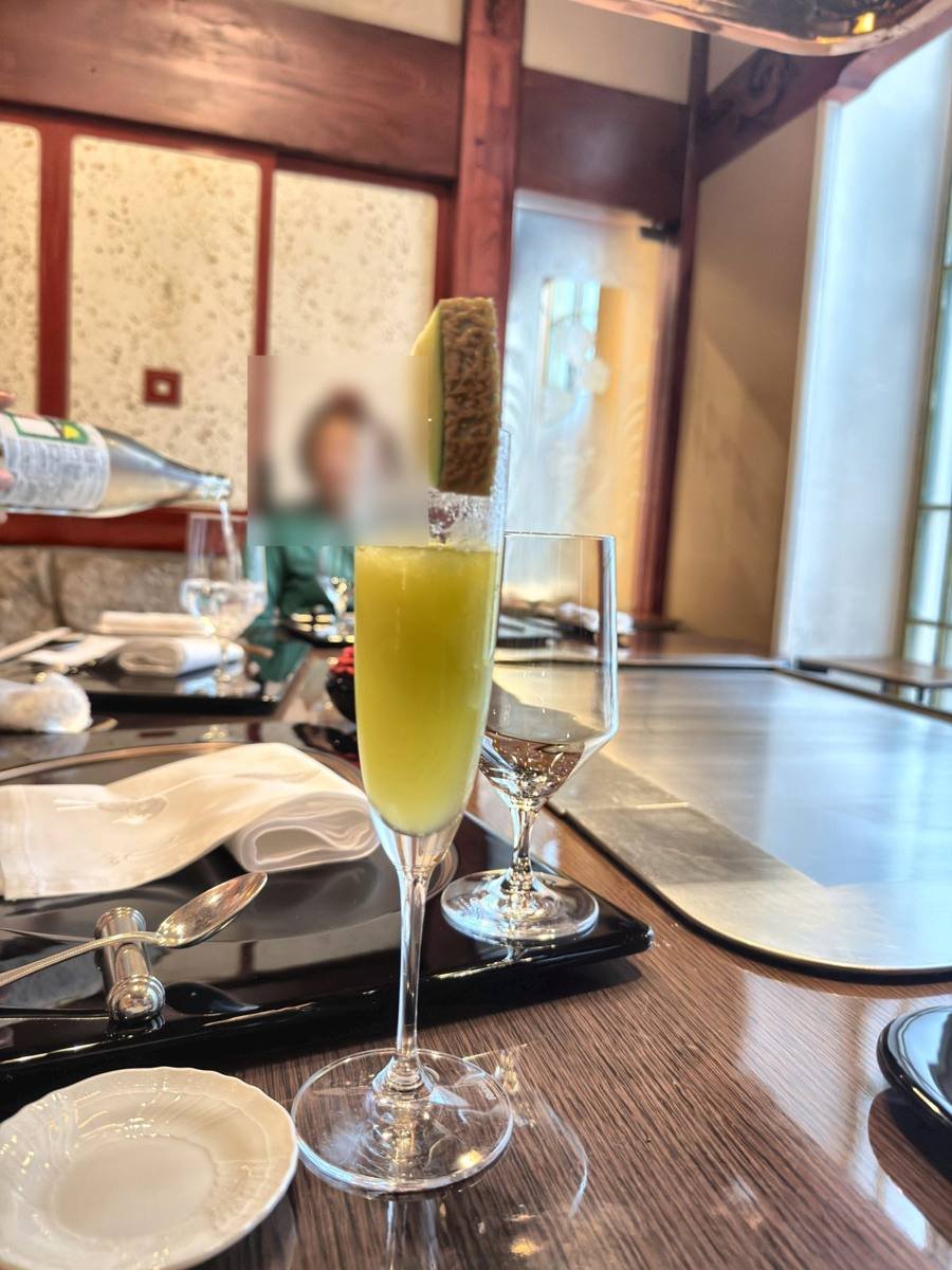Tokyo Ginza Ukai-tei private dining room with a welcome aperitif