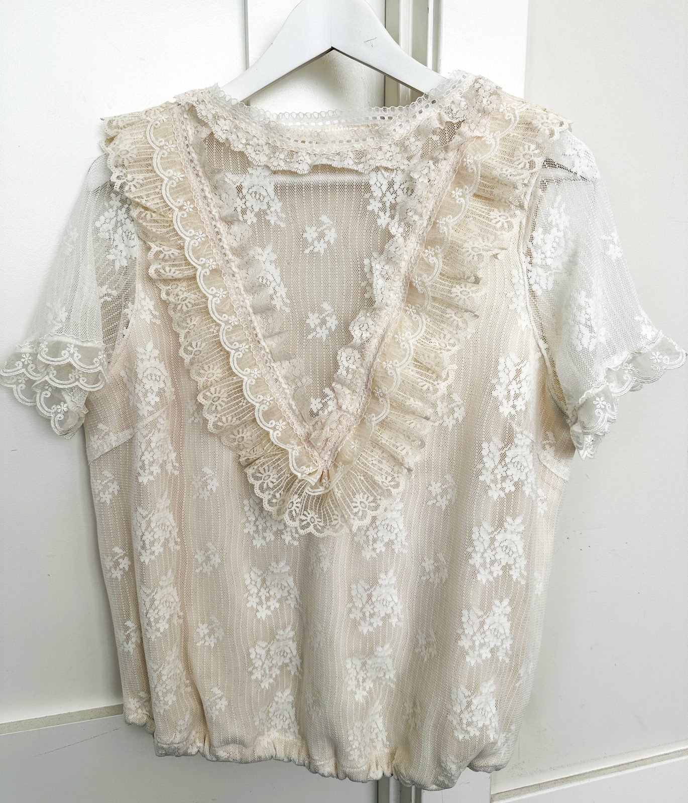 Handmade white lace top