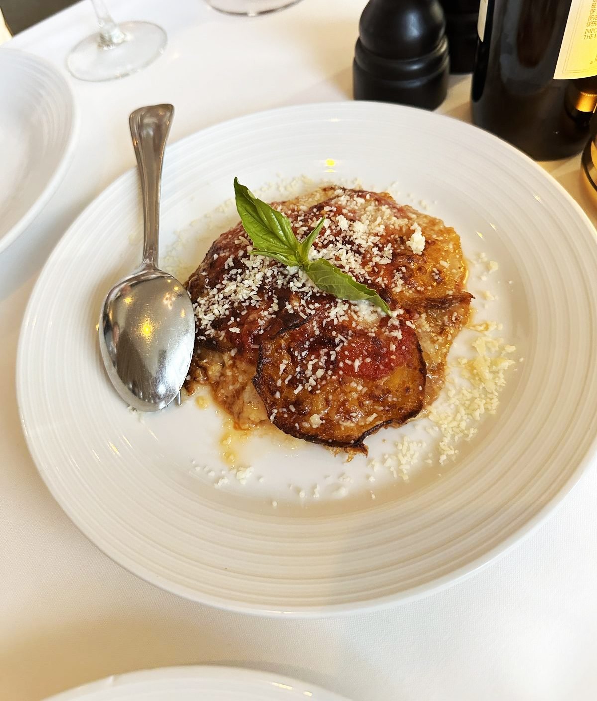 West Hollywood Madeo Ristorante melanzane alla parmigiana layered with tomato, basil and parmesan