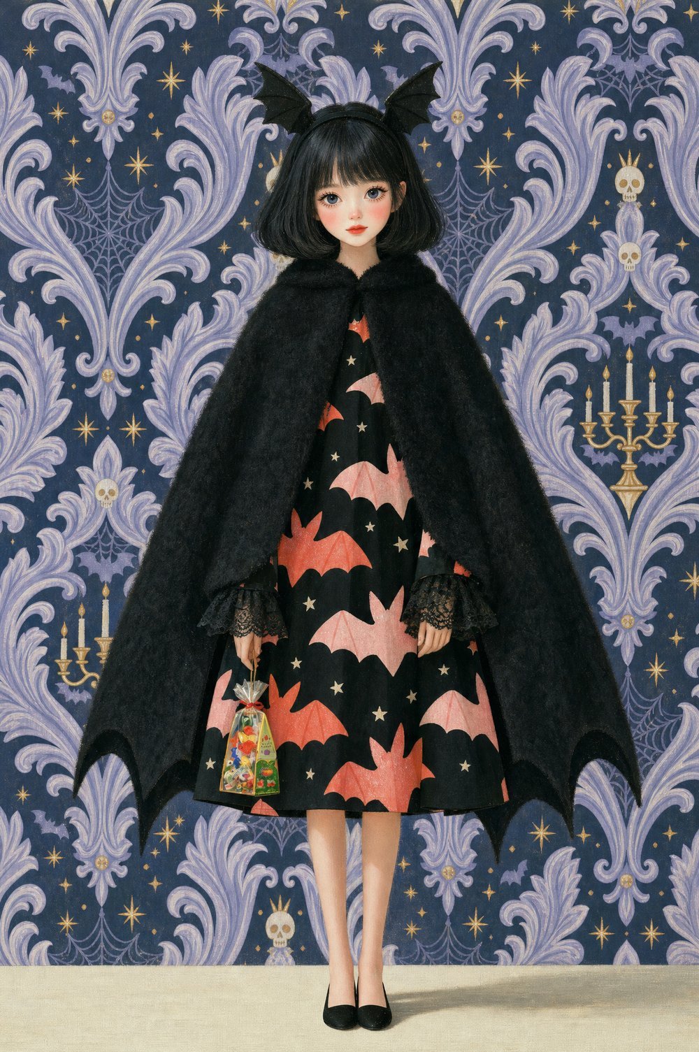Ruby in the Little Bat Cape look, Pearl & Ruby Halloween Lookbook