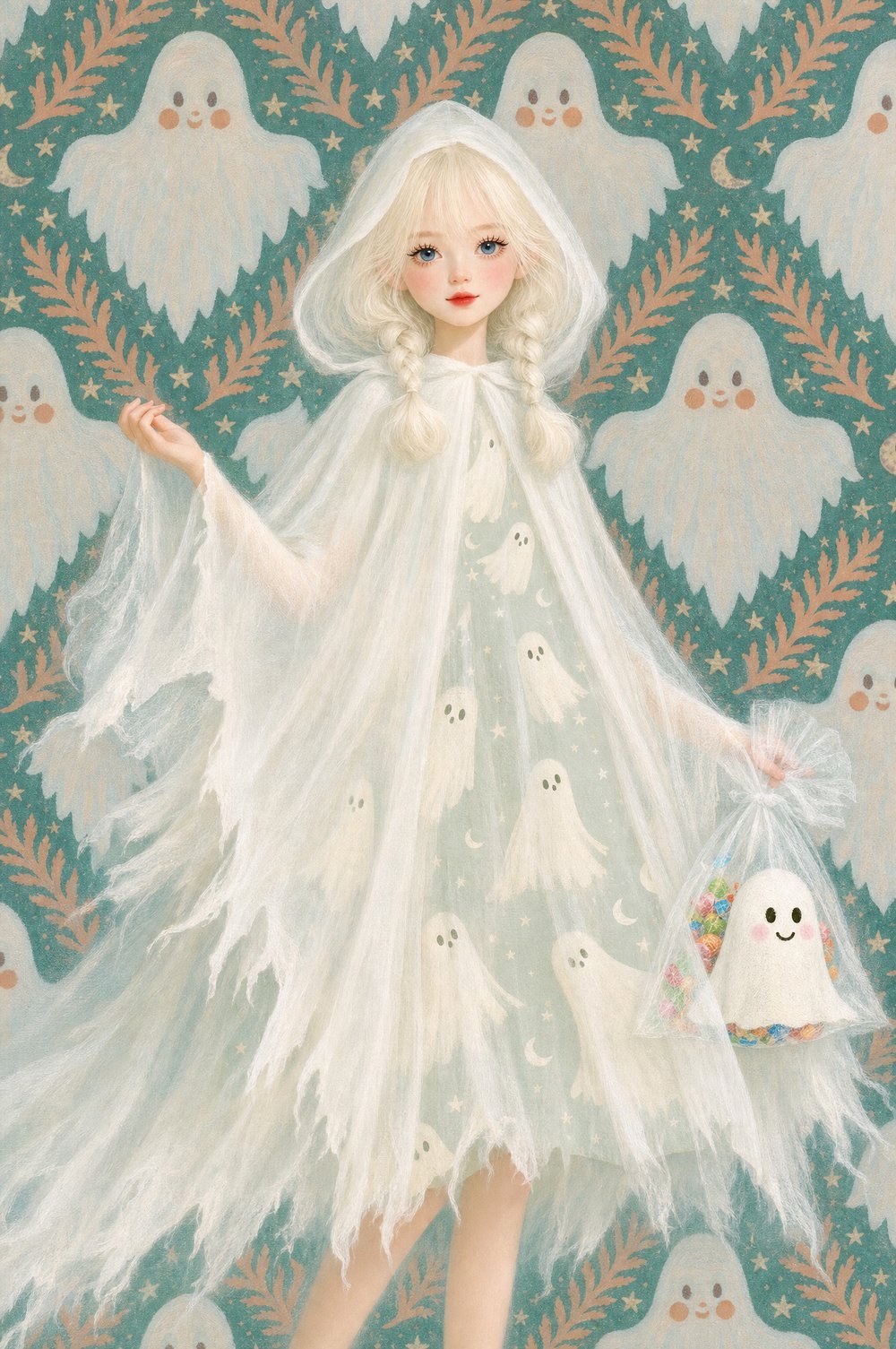 Pearl in the Ghostly Hooded Cape look, Pearl & Ruby Halloween Lookbook